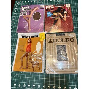 Vintage Crush & Fancy Panty Hose Lot Seamless Stretch Adolfo & More One Size 100